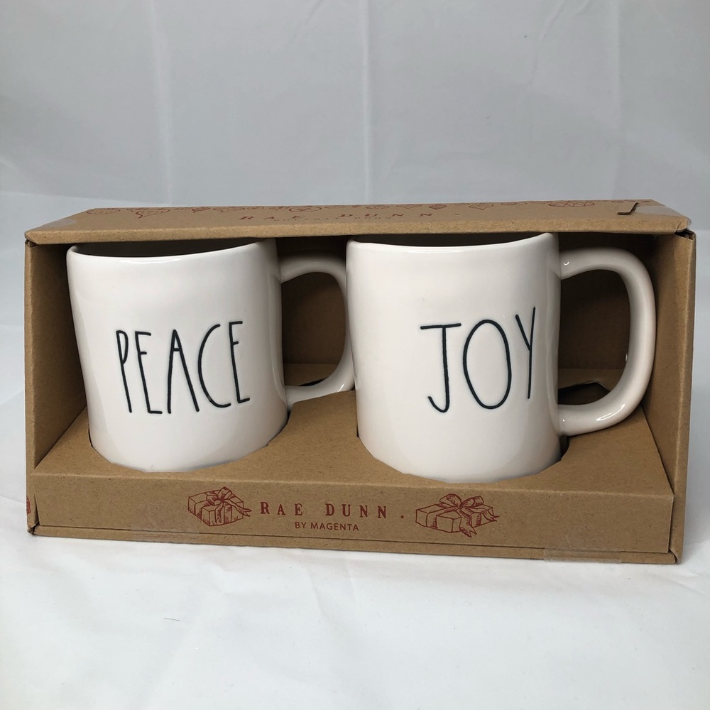 Rae Dunn Peace and Joy Mugs